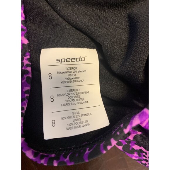 NWT Speedo Ultraback Racerback One Piece Swimsuit Size 8 Black Purple Nylon/Span - Picture 7 of 7